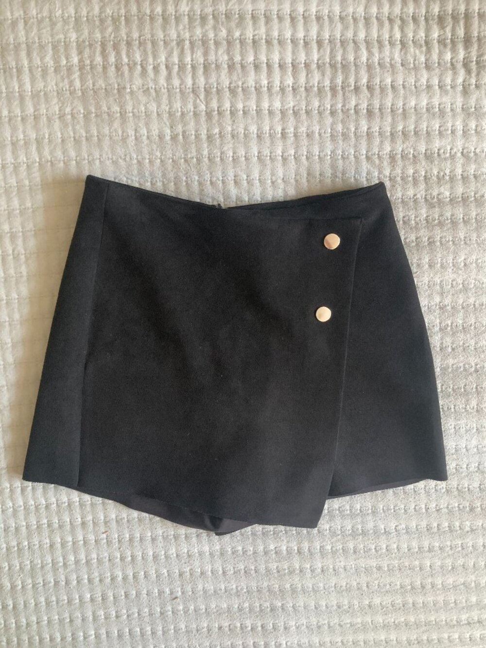 Zara Black Suede Mini Skort, S